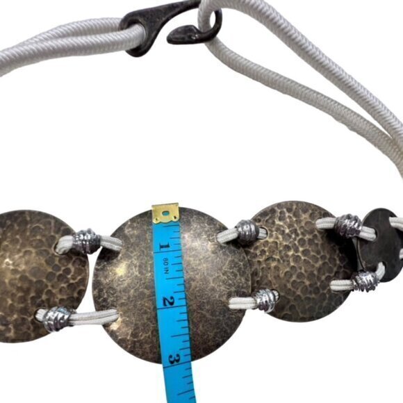 Large Copper Tone Disc Waist Belt Rope Nautical BOHO Southwestern Hippie‎ to 26" - Picture 5 of 12